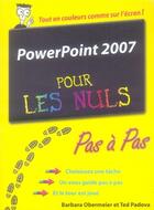 Couverture du livre « PowerPoint 2007 pas à pas pour les nuls » de Barbara Obermeier aux éditions First Interactive