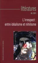 Couverture du livre « Irrespect entre idealisme et nihilisme » de Sylvie Vignes aux éditions Pu Du Midi