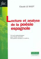 Couverture du livre « L'Analyse De La Poesie Espagnole » de Claude Le Bigot aux éditions Nathan