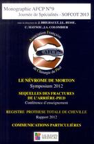 Couverture du livre « Monographie AFCP t.9 ; journée de spécialités ; SOFCOT 2013 » de Afcp aux éditions Sauramps Medical
