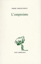 Couverture du livre « L'empreinte » de Bergounioux/Cueco aux éditions Fata Morgana