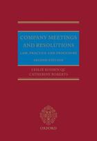 Couverture du livre « Company Meetings and Resolutions: Law, Practice, and Procedure » de Roberts Catherine aux éditions Oup Oxford