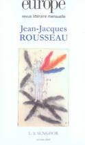 Couverture du livre « Revue Europe N.930 ; Jean-Jacques Rousseau » de  aux éditions Revue Europe