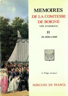 Couverture du livre « Mémoires t.2 ; de 1820 à 1848 ; récits d'une tante » de Eléonore-Adèle D'Osmond Boigne aux éditions Mercure De France