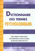 Couverture du livre « Dictionnaire des termes psychologiques » de Thierry M. Carabin aux éditions De Vecchi