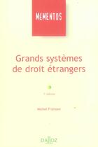 Couverture du livre « Grands Systemes De Droit Etrangers » de Michel Fromont aux éditions Dalloz
