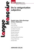 Couverture du livre « Langue francaise n 207 3/2020 de la categorisation subjective » de  aux éditions Armand Colin