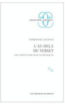 Couverture du livre « L'au-delà du verset ; lectures et discours talmudiques » de Emmanuel Levinas aux éditions Minuit