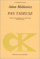 Couverture du livre « Pan tadeusz » de Adam Mickiewicz aux éditions L'age D'homme