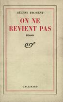 Couverture du livre « On ne revient pas » de Froment Helene aux éditions Gallimard