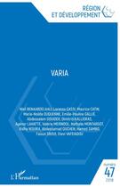 Couverture du livre « REGION ET DEVELOPPEMENT : varia » de Region Et Developpement aux éditions L'harmattan