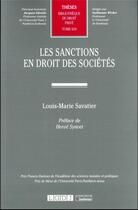 Couverture du livre « Les sanctions en droit des sociétés » de Louis-Marie Savatier aux éditions Lgdj
