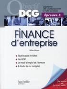 Couverture du livre « Objectif DCG ; finance d'entreprise (édition 2010/2011) » de Gilles Meyer aux éditions Hachette Education