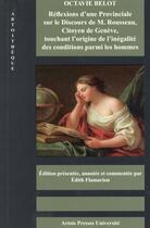 Couverture du livre « Réflexions d'une provinciale sur le discours de Mr. Rousseau » de Octavie Du Rey De Meynières aux éditions Pu D'artois