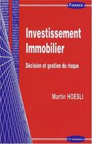 Couverture du livre « INVESTISSEMENT IMMOBILIER » de Martin Hoesli aux éditions Economica