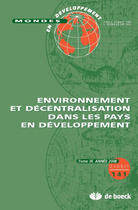 Couverture du livre « Mondes en développement N.141 ; environnement et décentralisation dans les pays en développement » de Mondes En Developpement aux éditions De Boeck Superieur