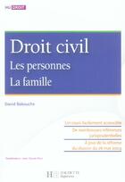 Couverture du livre « HU DROIT ; droit civil ; les personnes, la famille » de Bakouche-D aux éditions Hachette Education