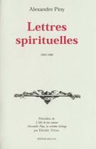 Couverture du livre « Lettres spirituelles » de Piny Alexandre aux éditions Millon