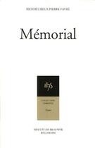 Couverture du livre « Mémorial » de Bienheureux Pierre Favre aux éditions Desclee De Brouwer