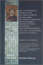 Couverture du livre « De l'incidence normative du droit privé au regard du droit criminel économique ; perspectives de droit transystémique » de Mario Naccarato aux éditions Bruylant