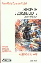 Couverture du livre « L'europe de l'extreme droite » de Duranton-Crabol aux éditions Complexe