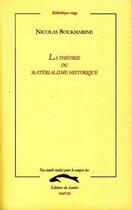Couverture du livre « La théorie du matérialisme historique » de Nikolai Boukharine aux éditions Editions Du Sandre