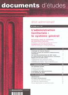 Couverture du livre « L'administration territoriale : le systeme general » de  aux éditions Documentation Francaise