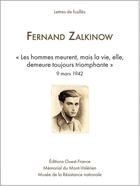 Couverture du livre « Lettres du Mont-Valérien : Fernand Zalkinov » de Thomas Fontaine aux éditions Ouest France