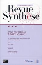 Couverture du livre « Sociologie generale. elements nouveaux. tome 133. 6e serie. n1 - 2012 » de Brian/Cicourel/ aux éditions Springer