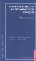 Couverture du livre « Corpus et variation en phonologie du francais methodes et analyses » de Delais Roussari aux éditions Pu Du Midi