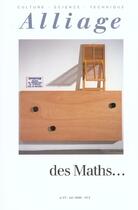 Couverture du livre « Des maths... » de  aux éditions Alliage