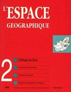 Couverture du livre « L'espace geographique - n 2 - 1999 » de Roger Brunet aux éditions Belin