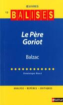 Couverture du livre « Le père Goriot » de Honoré De Balzac aux éditions Nathan