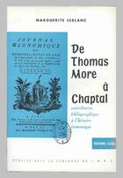 Couverture du livre « De thomas more à chaptal ; contribution bibliographique à l'histoire économique » de Marguerite Leblanc aux éditions Cujas