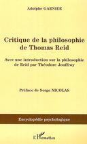 Couverture du livre « Critique de la philosophie de thomas reid » de Adolphe Garnier aux éditions Editions L'harmattan