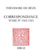 Couverture du livre « Correspondance » de De B Ze Th Odore aux éditions Librairie Droz