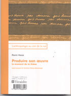 Couverture du livre « Produire son oeuvre - le moment de la these » de Rémi Hess aux éditions Teraedre
