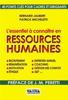 Couverture du livre « Ressources humaines ; l'essentiel à connaître » de Bernard Jaubert et Patrick Micheletti aux éditions Maxima