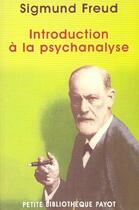 Couverture du livre « Introduction a la psychanalyse - pbp n 16-1ere ed » de Sigmund Freud aux éditions Payot