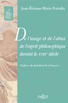 Couverture du livre « De l'usage et de l'abus de l'esprit philosophique durant le XVIII siècle » de Portalis J-E-M. aux éditions Dalloz