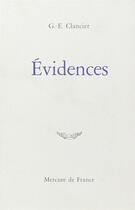 Couverture du livre « Evidences » de Georges-Emmanuel Clancier aux éditions Mercure De France