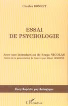 Couverture du livre « Essai de psychologie » de Charles Bonnet aux éditions L'harmattan