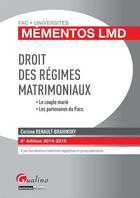 Couverture du livre « Droit des régimes matrimoniaux » de Corinne Renault-Brahinsky aux éditions Gualino Editeur