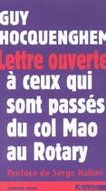 Couverture du livre « Lettre ouverte à ceux qui sont passés du col Mao au Rotary » de Guy Hocquenghem aux éditions Agone