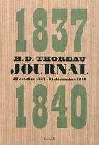 Couverture du livre « Journal 1837-1840 » de Henry David Thoreau aux éditions Finitude