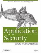 Couverture du livre « Application security for the Android Platform » de Jeff Six aux éditions O Reilly