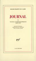 Couverture du livre « Journal - vol01 - 1892-1919 » de Roger Martin Du Gard aux éditions Gallimard