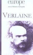 Couverture du livre « Revue Europe N.936 ; Paul Verlaine » de  aux éditions Revue Europe