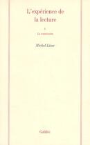 Couverture du livre « L'expérience de la lecture t.1 ; la soumission » de Michel Lisse aux éditions Galilee