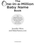 Couverture du livre « The One-in-a-Million Baby Name Book » de Babynames Com Jennifer aux éditions Penguin Group Us